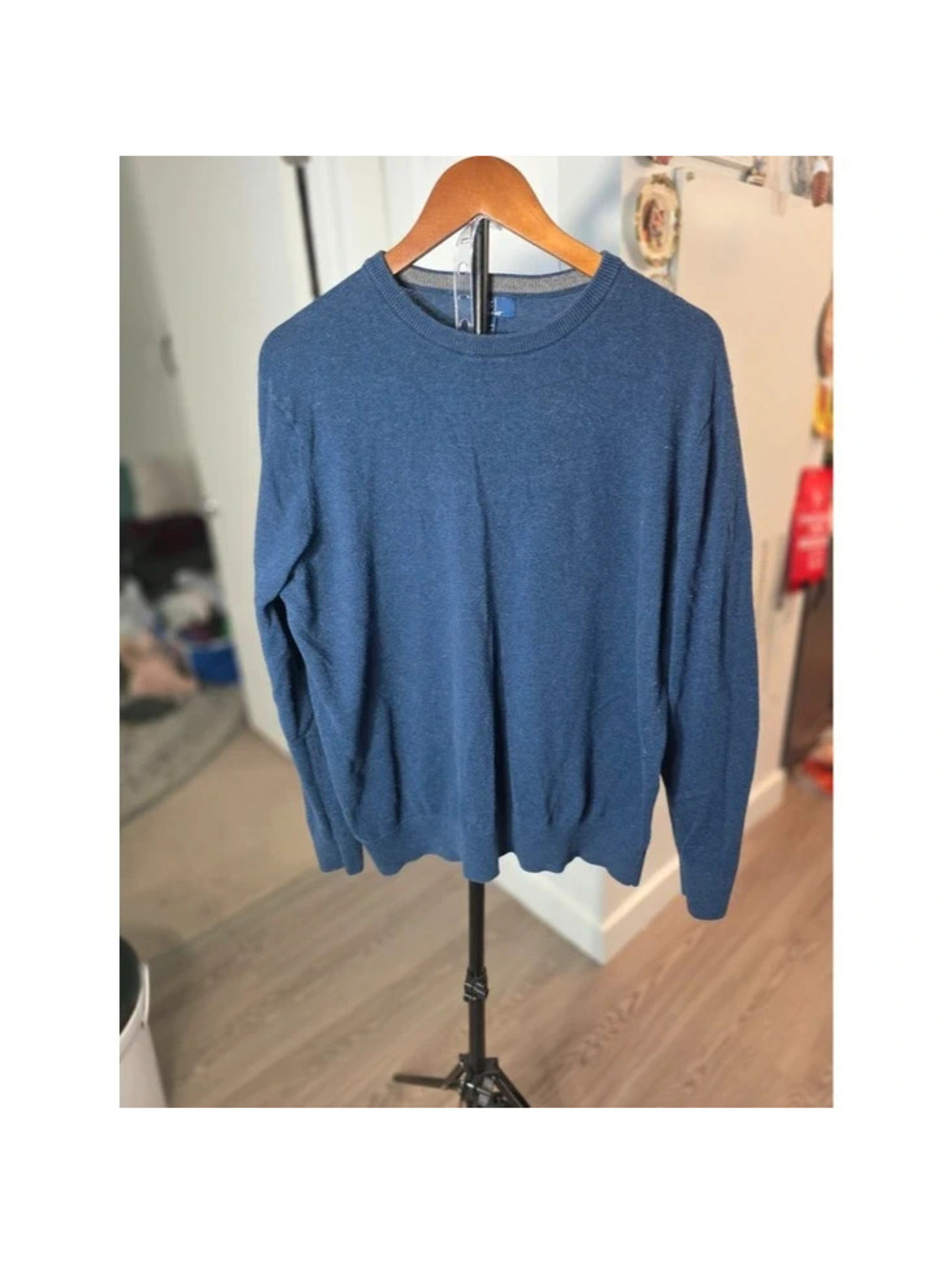 George Men's Blue Cotton Blend Crewneck Sweater Size L